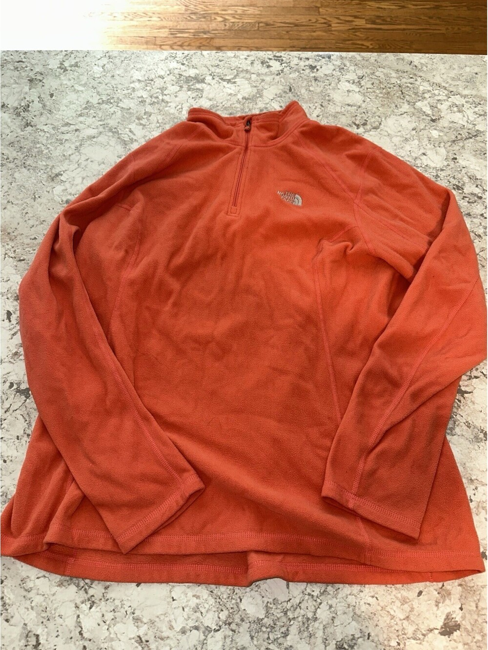 The North Face Women's L Orange Fleece Polyester 1/4 Zip Mock Neck Logo